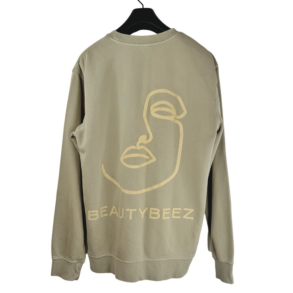 BEAUTYBEEZ Women's Very Light Olive Green Sweatshirt w Rose Gold Graphic/Logo M